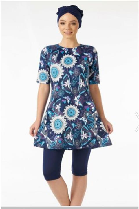 Estiva Çiçekli Yarım Kollu Taytlı Mayo