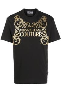 Versace Bee Logo Baskı Jeans Couture Siyah T-shirt