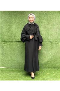 ZEHRA ÇAMRAN Fırfırlı Siyah Abaya