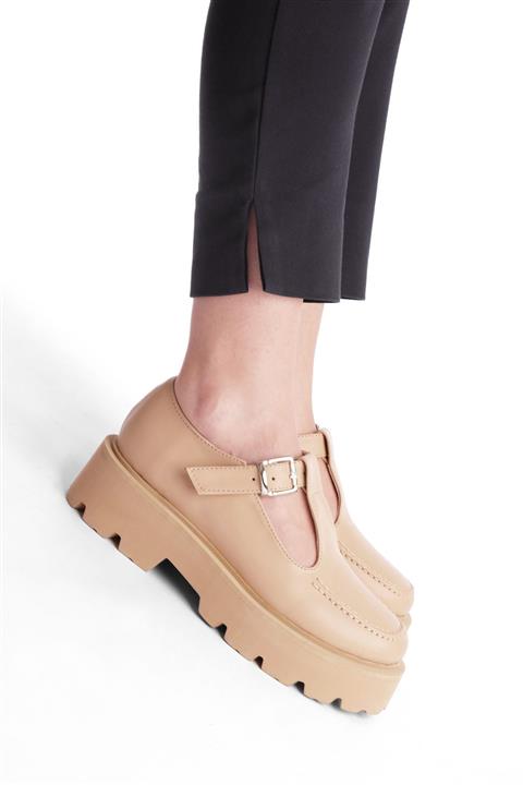 Marjin Kadın Kalın Taban Babet Fenra Bej