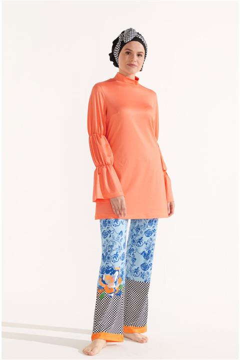 Mayovera Mavi Çiçekler Tasarım Mayo