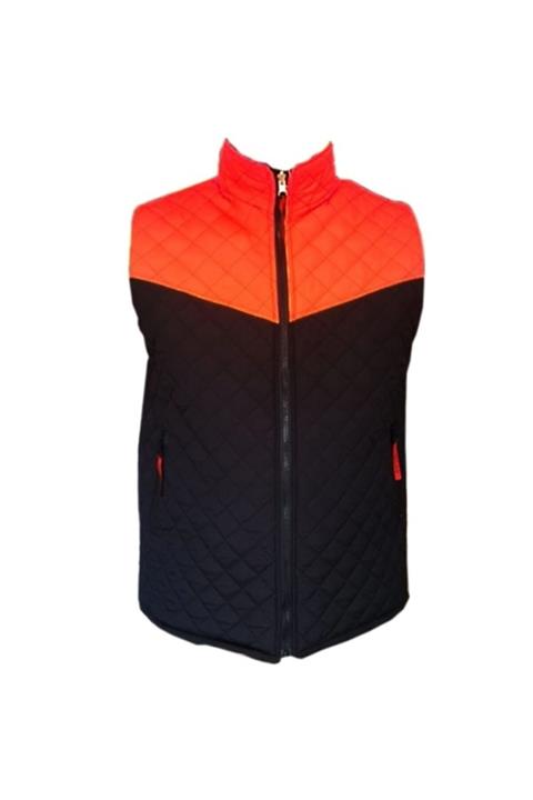 Toptanmagza 27164 Çift Taraflı Kapitone Yelek Siyah-turuncu Xl