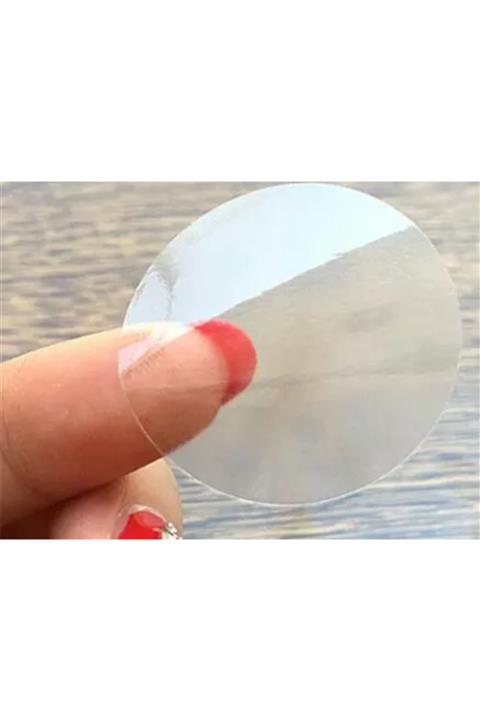 colortouch 1000 Adet Zarf - Kutu Şeffaf Etiket .yuvarlak Ağız Kapatma Kapama Etiketi,bant Etiket 3x3 Cm