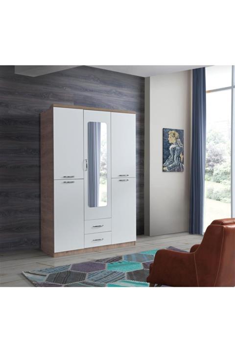 SİVAS GÖZDE MOBİLYA Ekonomik 3 Kapılı Çekmeceli Gardrop Elbise Dolabı
