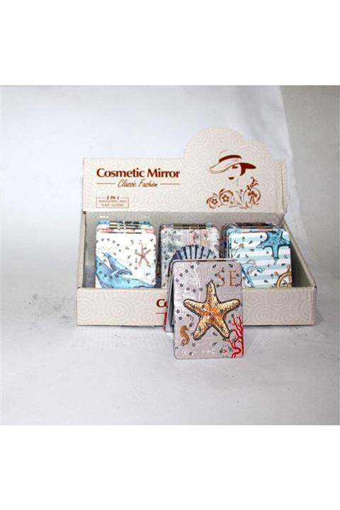 EvimShopping 1 Adet Deniz Yıldızı Temalı Makyaj El Aynası Cep Aynası