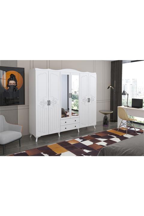 SUNROYAL Meva 6 Kapak 2 Cekmece Ayaklı Gardırop