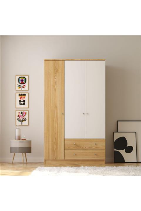 Zenio Rose Safir Meşe 3 Kapak 2 Çekmece Gardırop