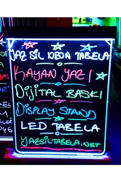 Termoform Işıklı Tabela 30x40cm-3 Renk Kalem-yaz Sil Neon Led Tabela-ışıklı Yazı Panosu-yaz Boz Neon Işıklı Yazı Tahtası