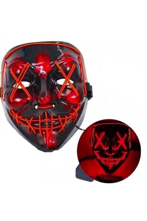 ErdemShop Hallowen Led Işıklı Neon Maske 3 Modlu Parti Eğlence Maskesi