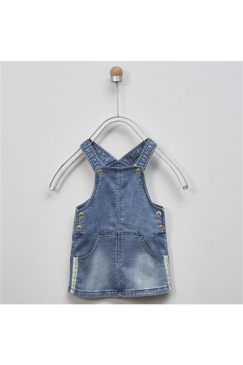 Panço Kız Bebek Mavi Denim Salopet