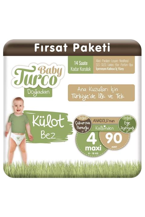 Baby Turco Doğadan Külot Bez 4 Numara Maxi 90 Adet