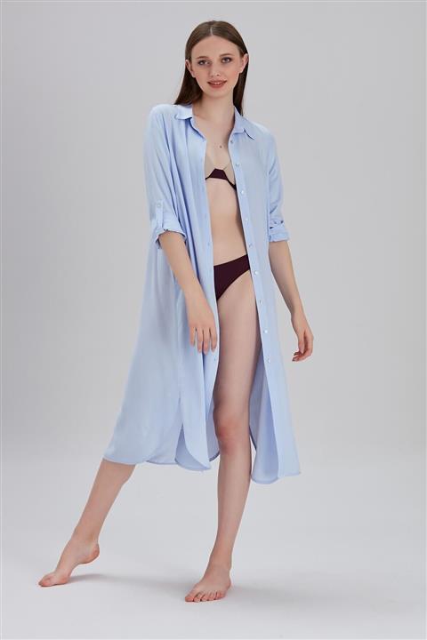 Metpoint Kadın Mavi Gömlek Formlu Plaj Elbisesi