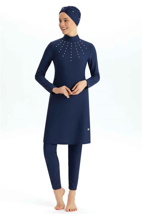 Adasea Slim Fit Incili Likralı Kapalı Tesettür Mayo 4196