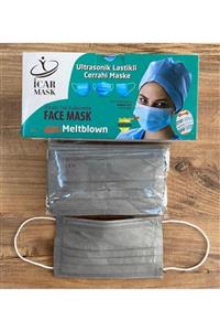 İCAR MASK 50 Adet Gri Renk Meltblown Maske 3 Katlı Telli Tek Kullanımlık Sağlık Bakanlığı Onaylı