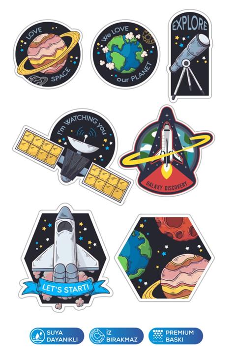 ÜPM Uzay Temalı Sticker Etiket Seti 27 Adet