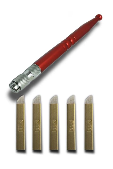 ARMONİKONYA Microblading Kalemi + 5 Adet 12 Pin P.c.d Iğne Topuz Gülkurusu