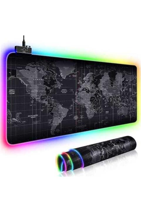 Voground Dünya Desenli Rgb Kaymaz Mouseped 80x30