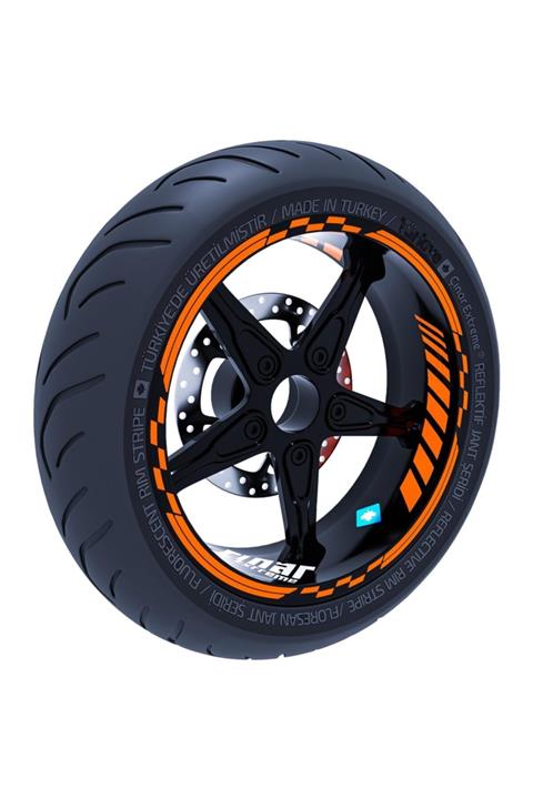 Çınar Extreme Floresan Turuncu Moto Gp Iç Dış Jant Şeridi Takım Sticker