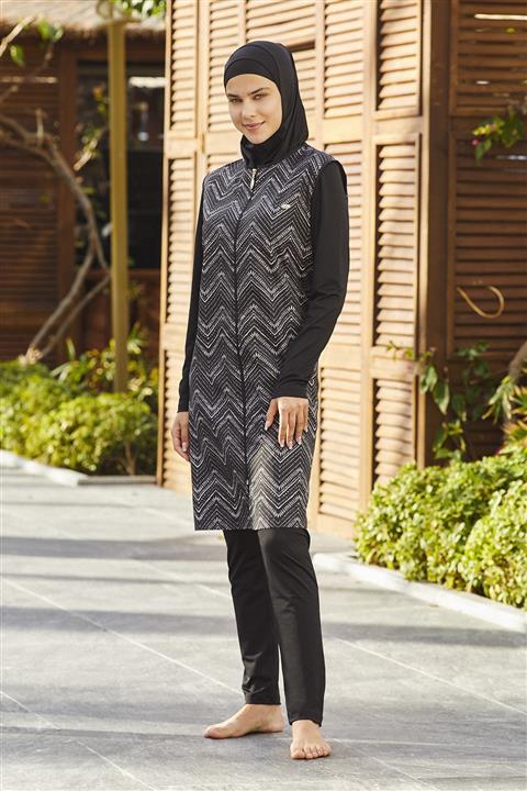 Adasea Kadın Siyah Tam Kapalı Tesettür Mayo 2174