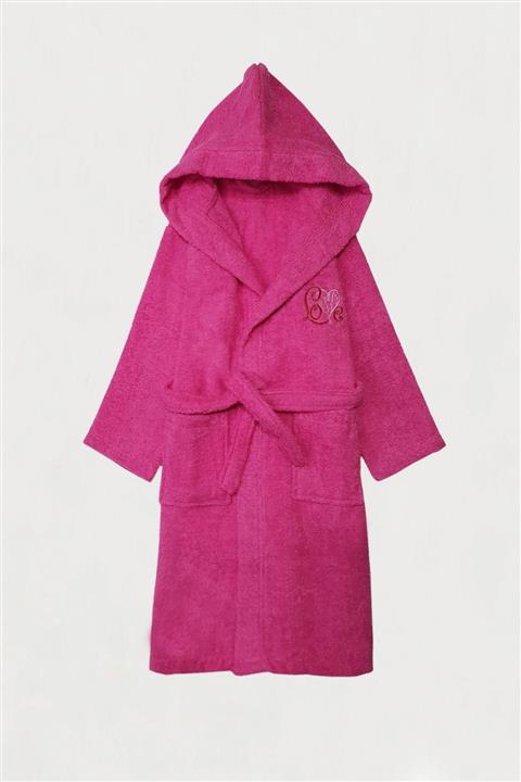 Almila Almiteks Kız Çocuk Fuşya Düz Ve Kapüşonlu Bukle Bornoz