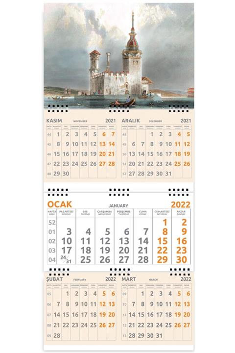 StickerArt 2022 5 Aylık Gemici Takvimi Denizci Duvar Takvimi 33x77,5 Cm