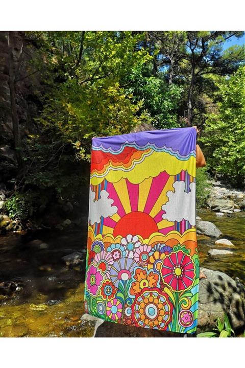 WANDER TAPESTRY 60'lar Saykodelik Hippi Tasarımlı Duvar Örtüsü Tapestry 150x105