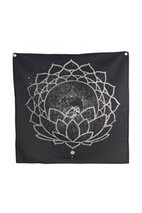 gokmentoy Siyah Lotus Mandala Duvar Halısı 100 cm X 100 cm