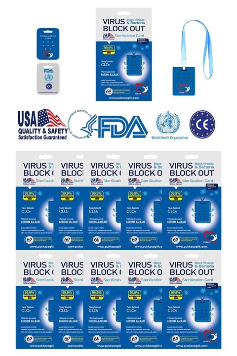 VIRUS BLOCK OUT Virüs Block Out 10 Lu Paket Giyilebilir Ve Taşınabilir Dezenfektan Kartı 60 Gün Koruma