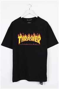 Sekizbiraltı Thrasher Baskılı Siyah Oversize Unisex Tshirt