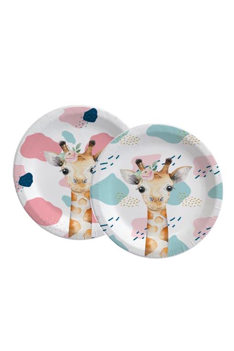 LWP Shop Zürafa Kağıt Bardak Ve Tabak Seti