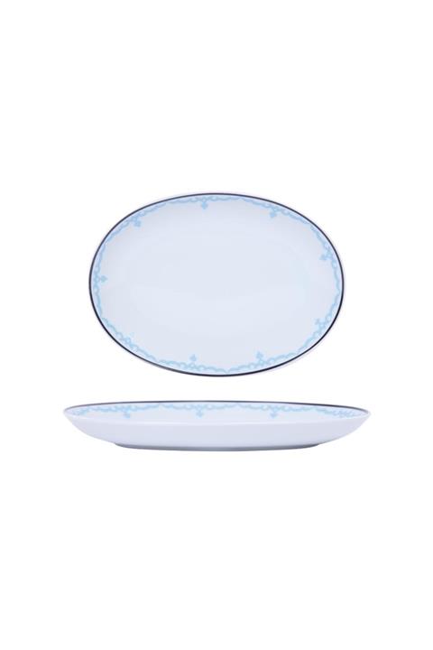 Kütahya Porselen 2'li Kayık Tabak Seti Turkuaz 22 Cm