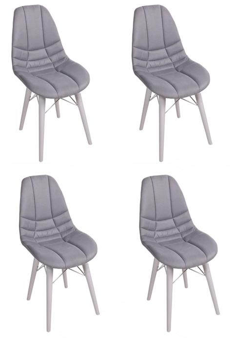 sweet homee 4 Adet Defne Sandalye Kumaş Mutfak Salon Yemek Odası Sandalyesi Ahşap Ayak