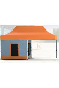 CLK Garden Clk Kamp 3x6 Alüminyum Verandalı 40 Mm Kamp Çadırı Turuncu Gri