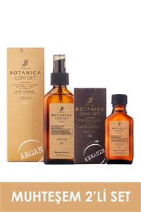 BOTANICA COMFORT Yavaş Uzayan ve Yıpranmış Saçlar Için Argan Yağı 100ml+ Keratin Yağ 2'li Set 30ml