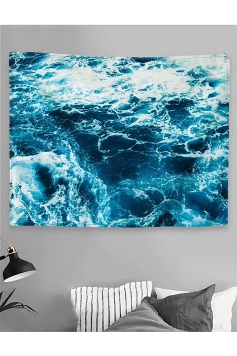 bukashops Mavi Dalga Duvar Halısı 70x90 Cm