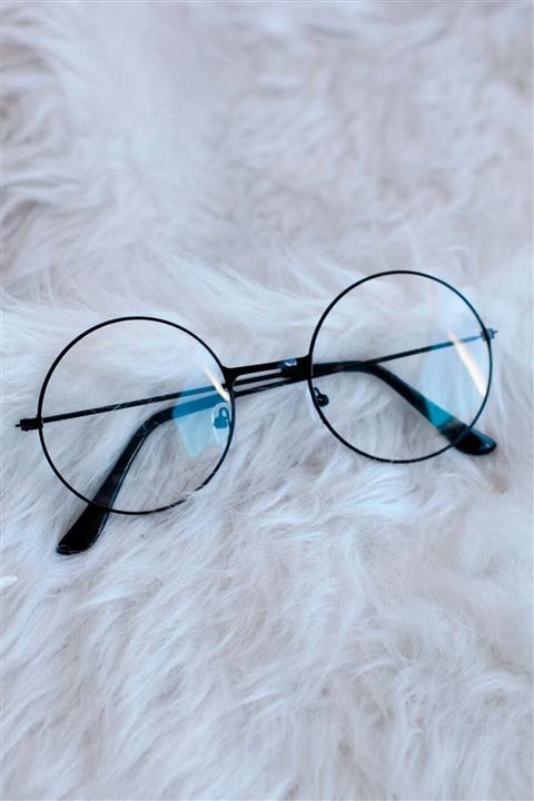 Black Moon Siyah Kasa Unisex Yuvarlak Şeffaf Gözlük