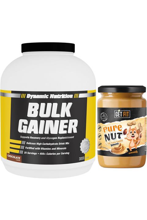 Dynamic Nutrition Dynamic Bulk Gainer 3000 gr + Şekersiz  Getfit Purenut Doğal Fıstık Ezmesi 600 gr