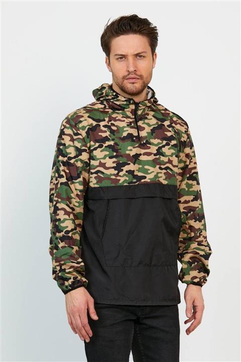 Buteks Unisex Kamuflaj Desenli Kapşonlu Yağmurluk