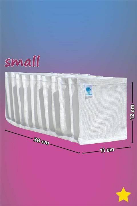 YUNUSOĞLU HOME Beyaz - Small Boy / 11 Gözlü Çekmece Düzenleyici - Cepli Organizer - Akordiyon Düzenleyici