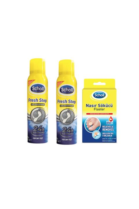 Scholl Fresh Step Koku Önleyici Ayak Bakım Spreyi 150 Ml X2 Adet + Nasır Sökücü Flaster 8 Adet