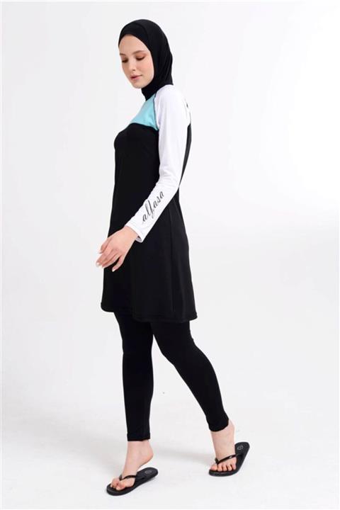 Tıklaalbeni Kolları Desenli Tesettür Mayo