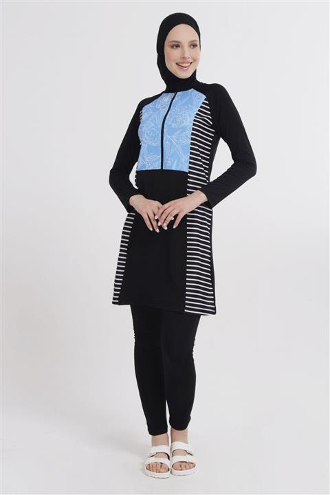 ALFASA Kadın Siyah Sedef Havuz Tesettür Mayo