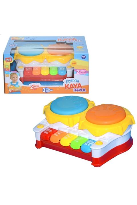 BİRLİK TOYS Piyanolu Kaya Davul Işıklı ve Şarkı Söyleyen 2'li Davul Piyano Yy6712 A733447tr