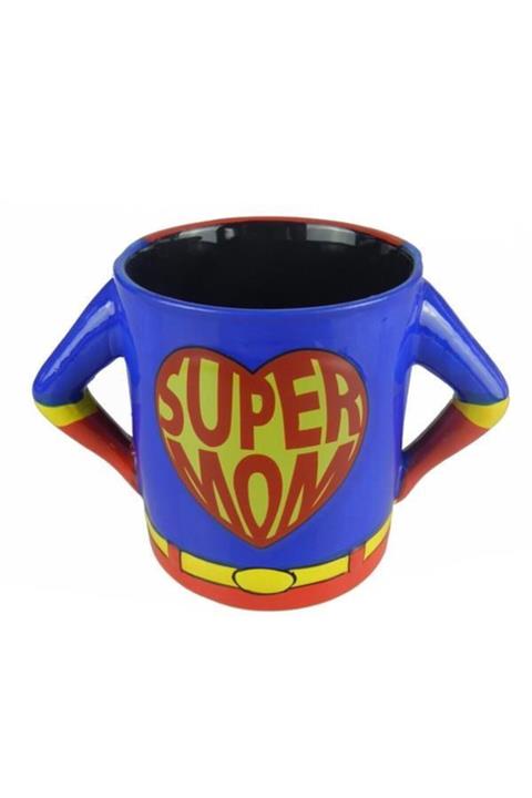 ASVASHOP Seramik Kupa Bardak Super Mom Tasarımlı Dekoratif Hediyelik