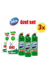 Domestos 750 Ml 3 Adet Omo Hijyen Sıvı Çamaşır Deterjanı 1950 Ml 30 Yıkama X 2 Adet