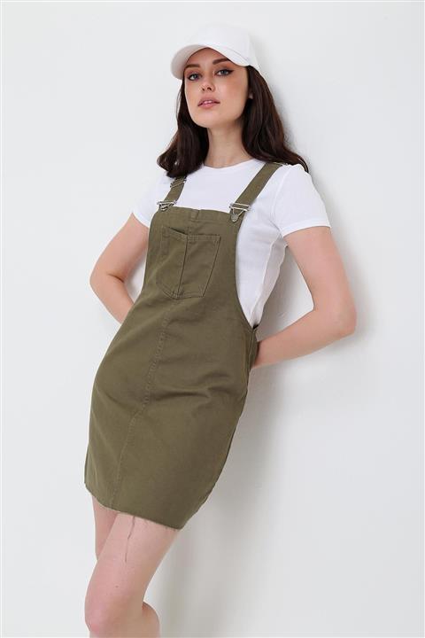 PinkPark Kadın Haki Kot Salopet Df00005