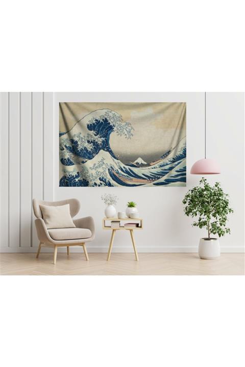 ALAMODECOR Kanagawa'nın Dalgası Model Duvar Örtüsü (70x100, 100x140, 140x200)