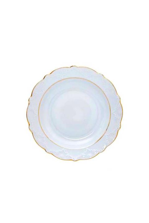 Porland Altın Yaldız 19 Cm Küçük Çukur Yemek Tabağı 12 Adet Tabak 199420