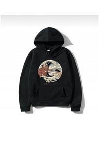 AFROGİYİM Siyah Anime Attak Sweatshirt