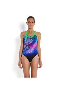 SPEEDO Endurance Plus Kadın Yüzücü Mayosu - Siyah/yeşil
